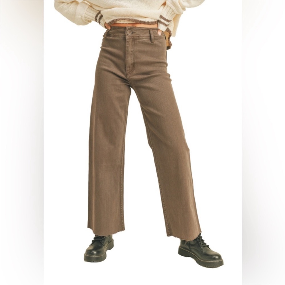 Wide Leg Flare Jeans in Brown - Women